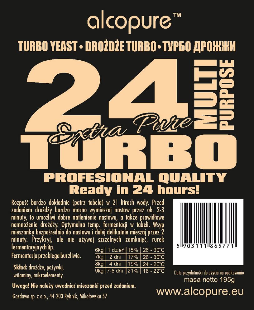 Drożdże Turbo - 24 Pure