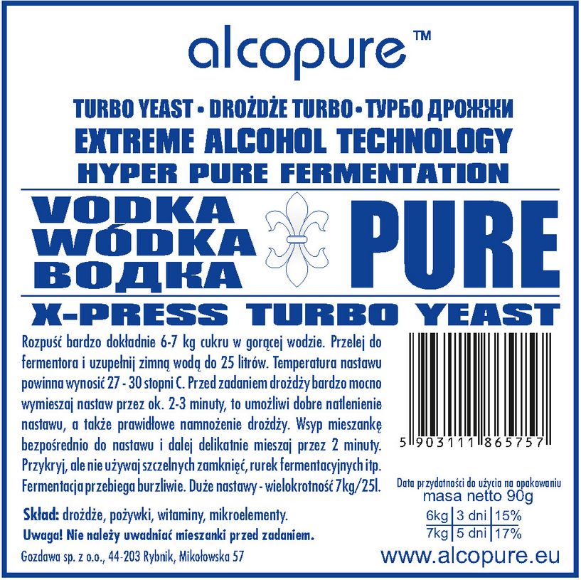 Drożdże Turbo - Vodka Pure