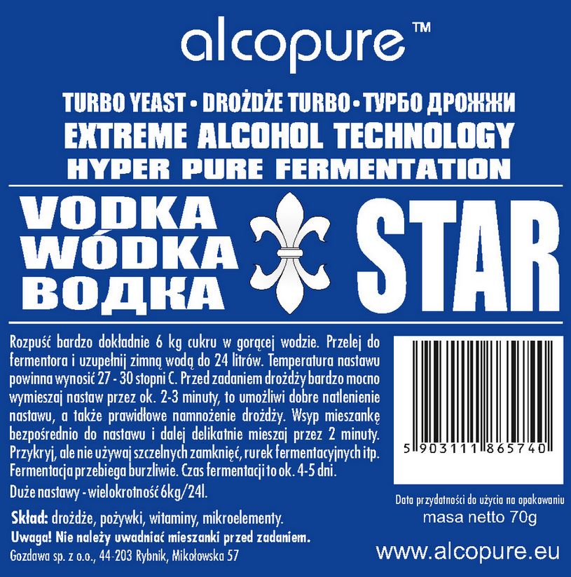 Drożdże Turbo - Vodka Star